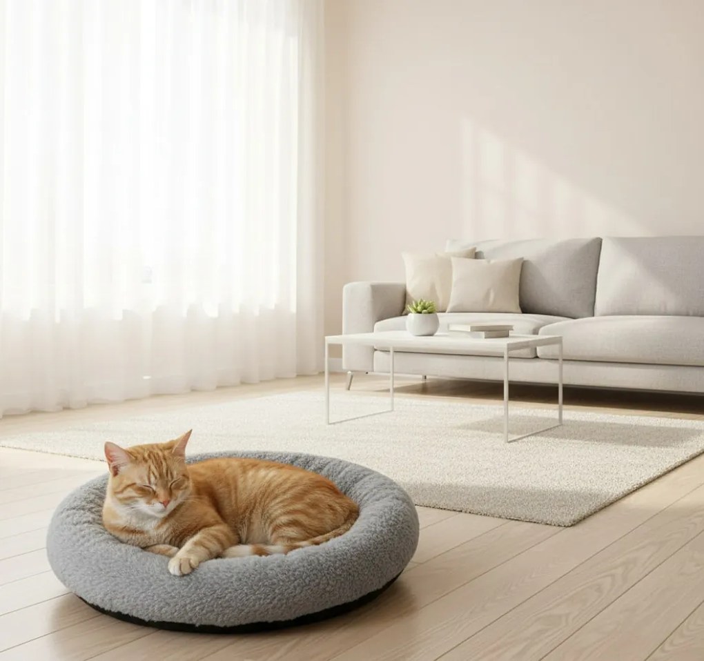 Waffle kerek cicafekhely, szürke