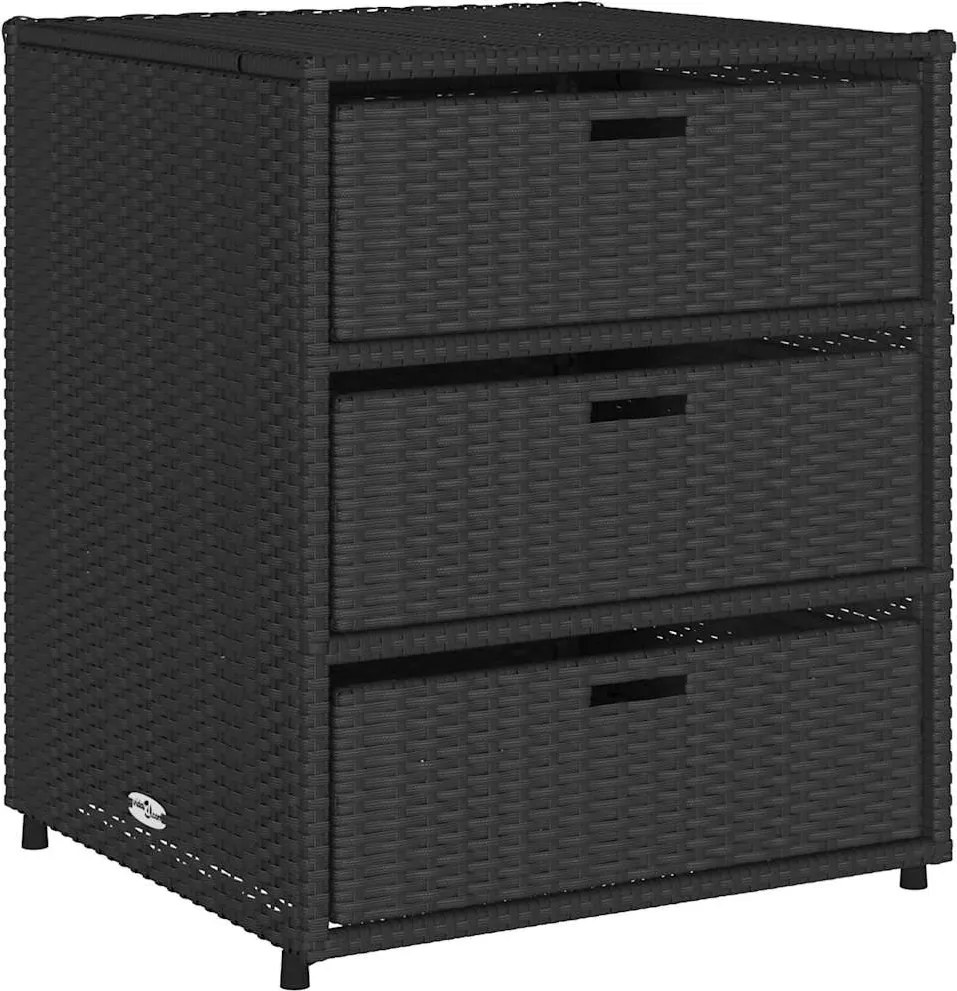 vidaXL fekete polyrattan kerti tárolószekrény 55 x 59 x 69 cm