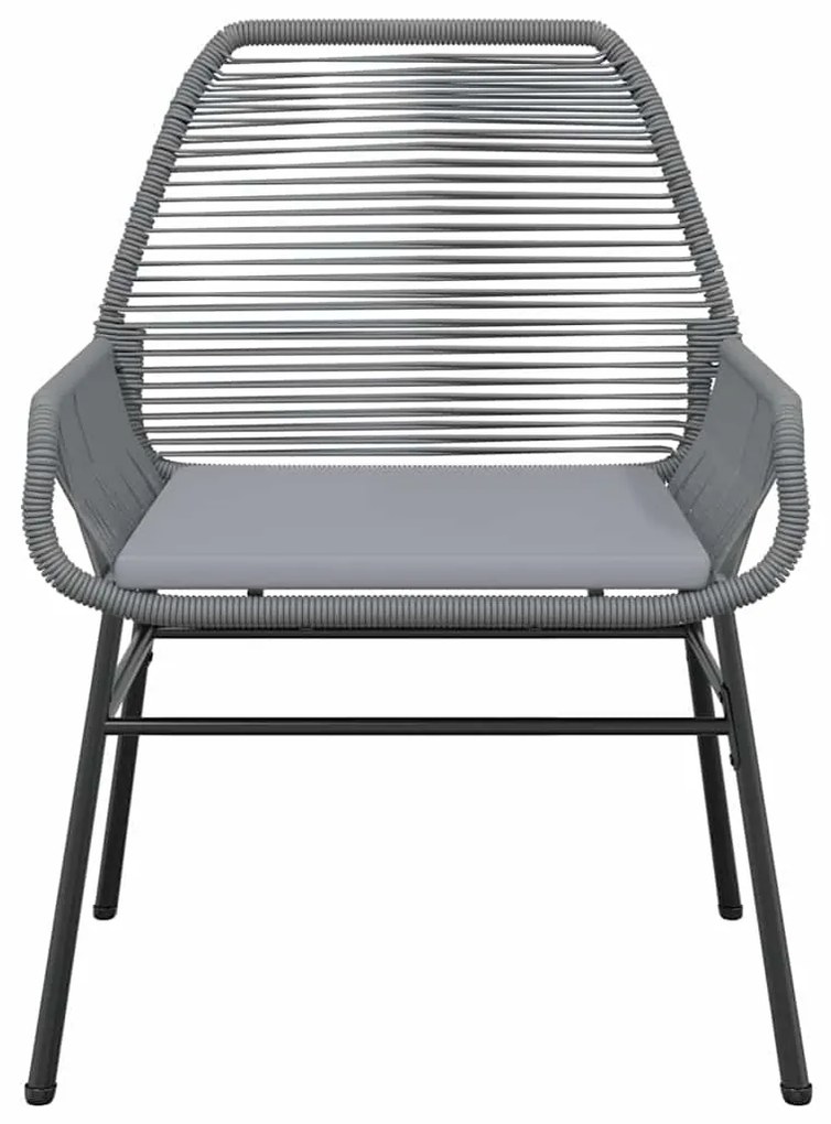 3 részes szürke polyrattan üveg kerti étkezőgarnitúra párnával