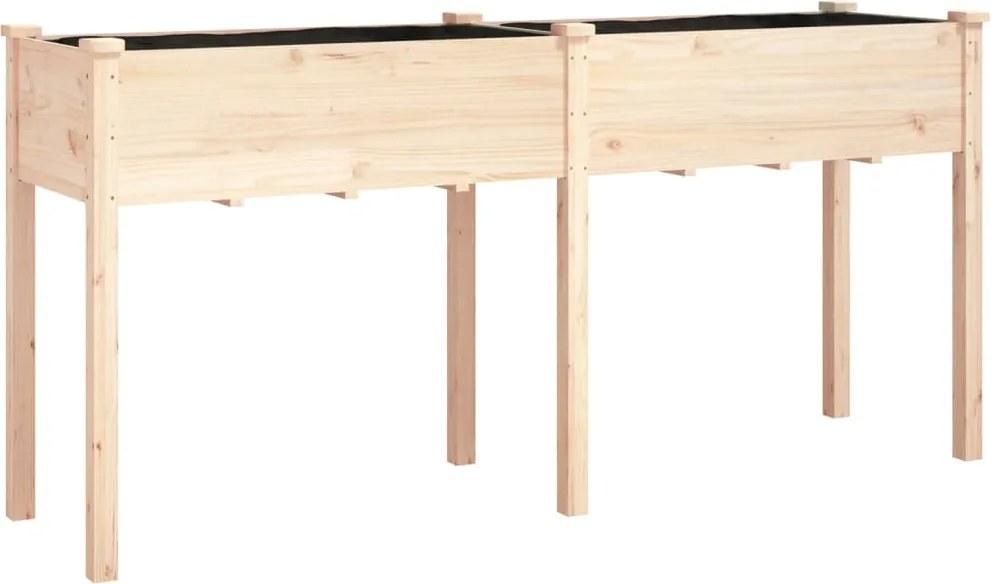 vidaXL tömör fenyőfa kerti ültetőláda béléssel 161 x 45 x 76 cm