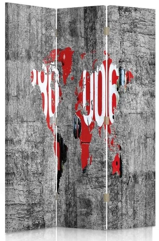 Gario Paraván Stílusos világtérkép Méret: 145 x 170 cm, Kivitelezés: Forgó paraván 360°