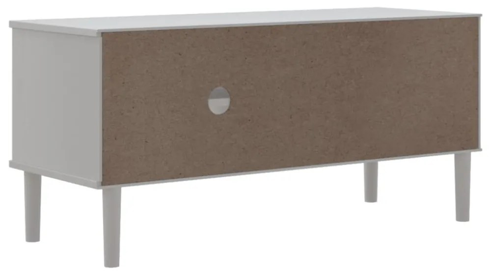 SENJA fehér rattanhatású tömör fenyő tévészekrény 112x40x80 cm