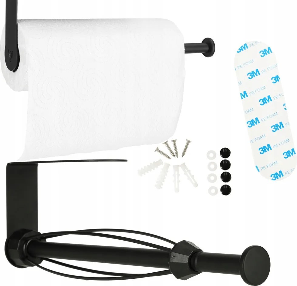 Akasztó Konyhai Papír Törölközőtartó Fekete Loft Matt Fém