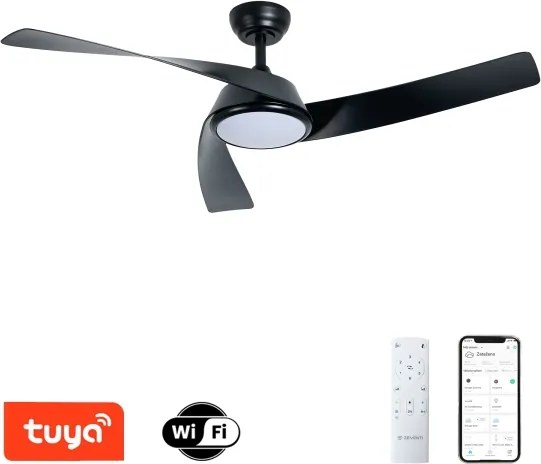 ZEVENTI - LED mennyezeti ventilátor AERYS  LED/24W/230V Wi-Fi Tuya fekete + távirányító