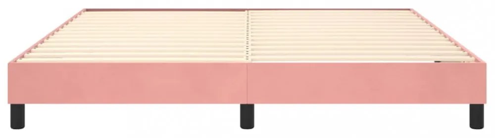 rózsaszín bársony rugós ágykeret 160x200 cm
