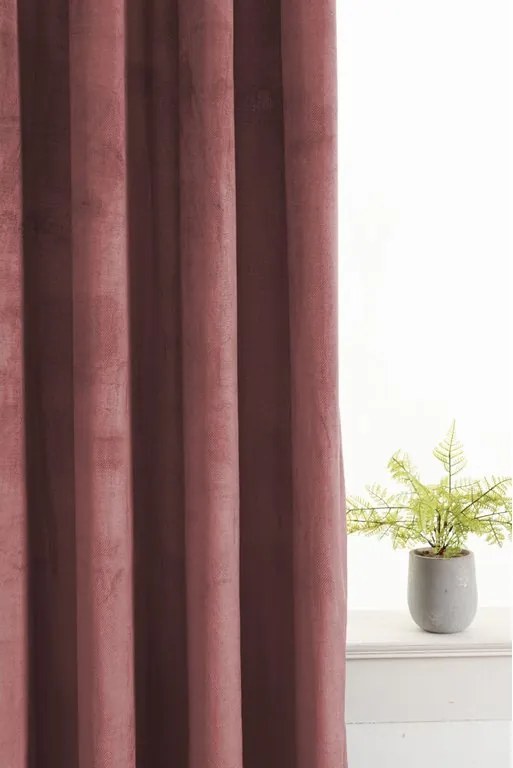 Sötétítő függöny ELVIO VELVET 140x250 cm, antik rózsaszín Felfüggesztés: Hullámos sínszalag