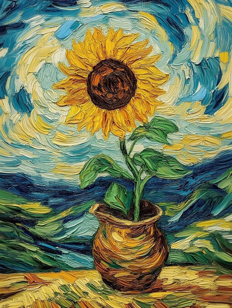 Vászonkép Canvas Dekoráció Virág Napraforgó Van Gogh Stílus 75x100