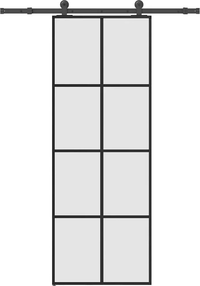 vidaXL ESG üveg és alumínium tolóajtó fémszerelvény-szettel 76x205 cm