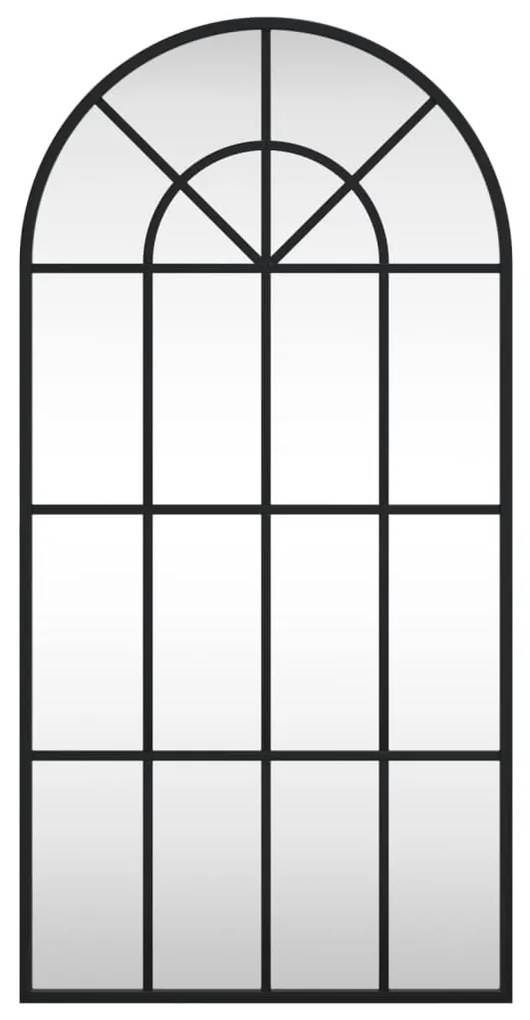 fekete ívelt vas fali tükör 40 x 80 cm