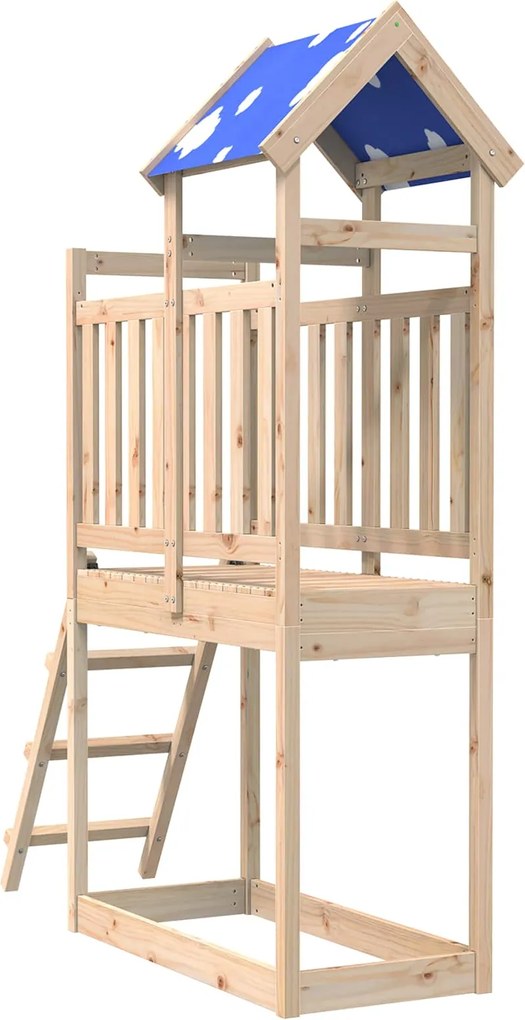 vidaXL Játék Torny Barna 52,5 x 110,5 x 215 cm Tömör fenyőfa