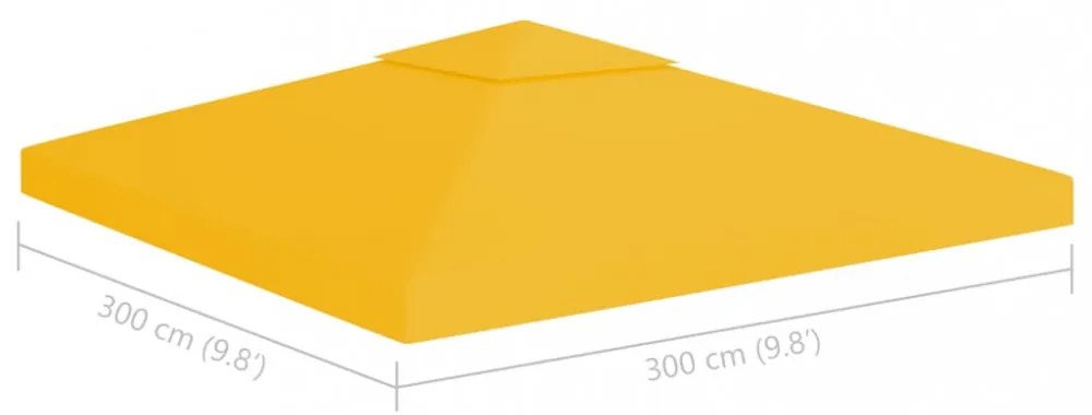 sárga kétszintes pavilon-tetőponyva 310 g/m² 3 x 3 m