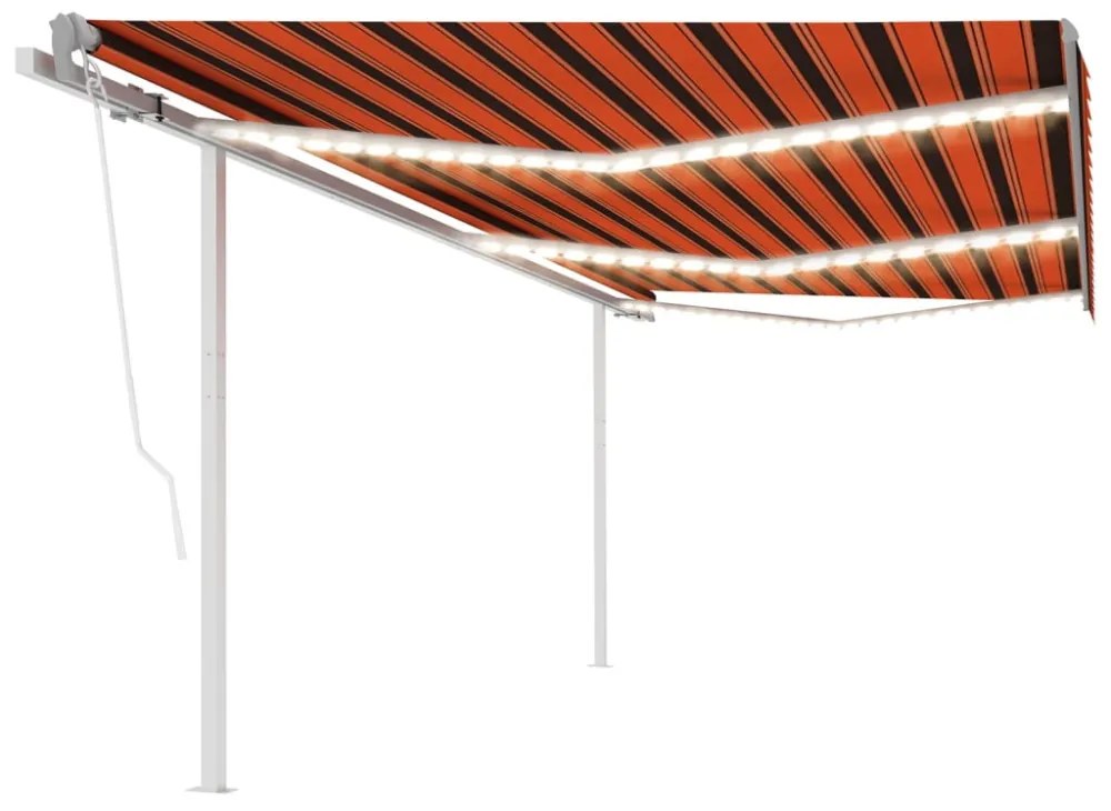 narancssárga-barna szélérzékelős és LED-es napellenző 6 x 3,5 m