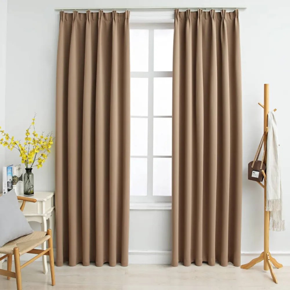 vidaXL 2 db tópszínű sötétítőfüggöny kampókkal 140 x 245 cm