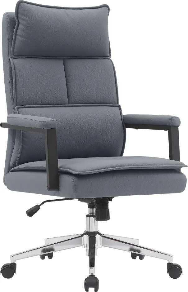 Irodai szék, szürke ekobőr/króm, KAHIL