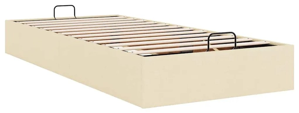 Ottomán krémszínű szövet ágykeret matrac nélkül 100x200 cm
