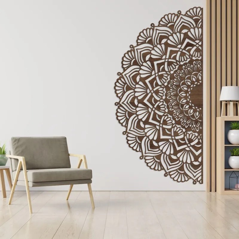 Modern, félig fából készült mandala falra | MENSIS