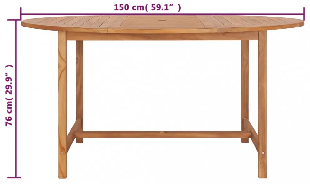 tömör tíkfa kerti asztal 150 x 76 cm