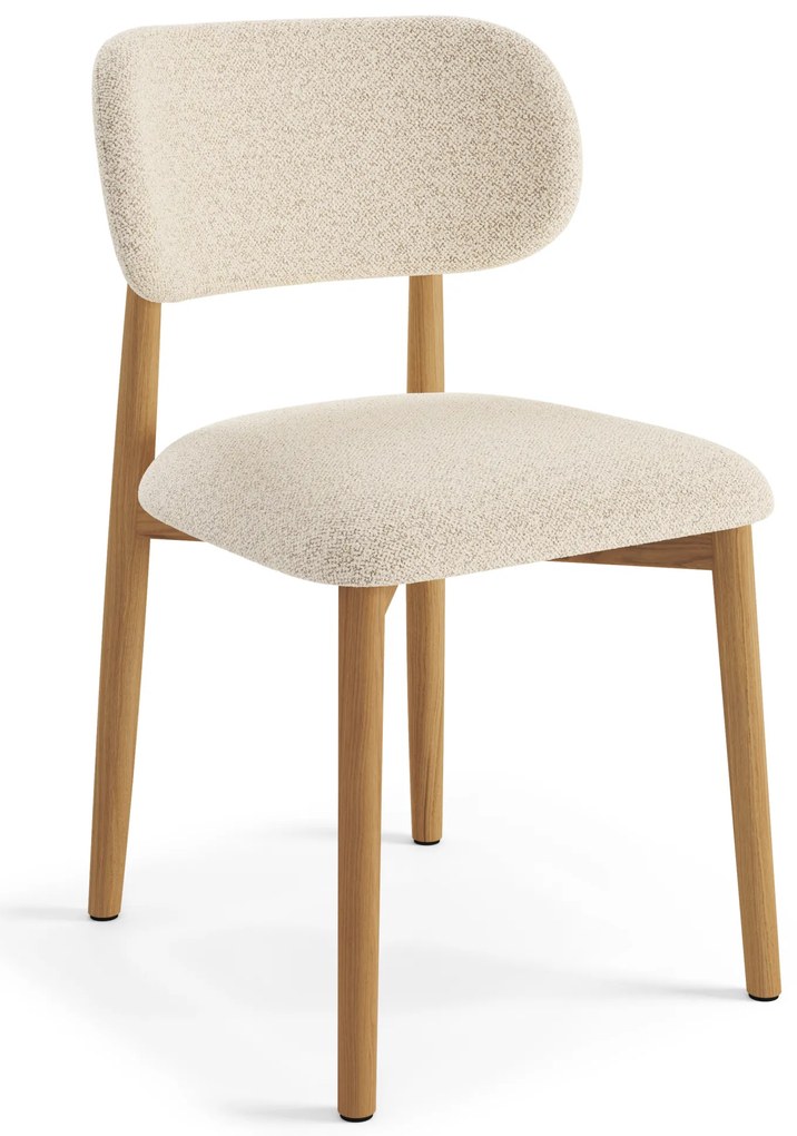 MAZZONI EXPORT ALMO Krémszínű (Monza 90 szövet)/lakkozott tölgyfa váz - RETRO BOUCLÉ FA SZÉK NAPPALIBA ÉTKEZŐBE KONYHÁBA