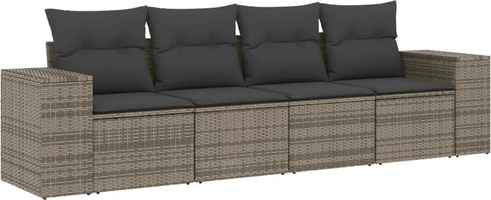 vidaXL 4 részes szürke polyrattan kerti ülőgarnitúra párnákkal