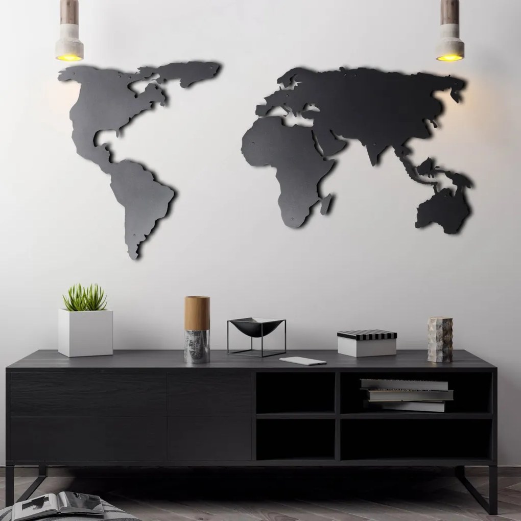 World fém fali dekoráció, 60×120 cm