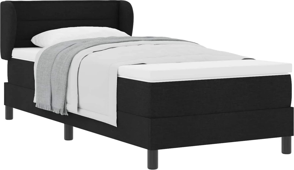vidaXL Boxrugós ágy matracmal fejtámlával Fekete 80 x 200 cm szövet