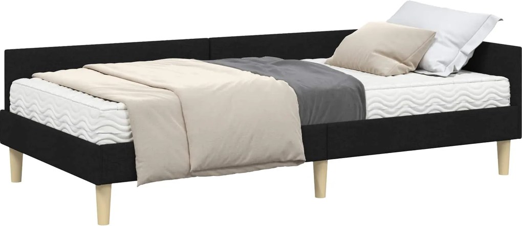 vidaXL Sarok Ágykeret Matraccal matracmal 2 pcs Zöld szövet