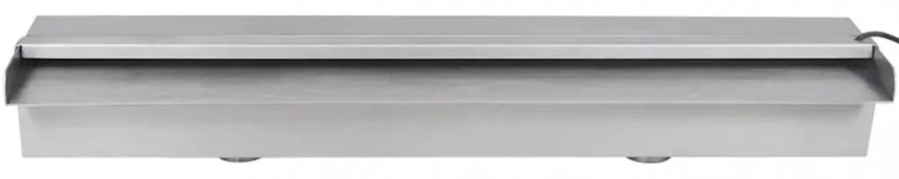 Négyszögletes rozsdamentes acél medence szökőkút LED fényekkel 60 cm