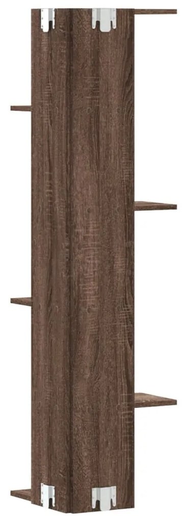 barna tölgy színű szerelt fa fali sarokpolc 36,5 x 36,5 x 140cm