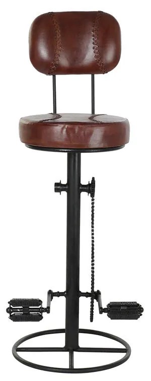 Barna bőr bárszék bicikli pedal design 118 cm háttámlával