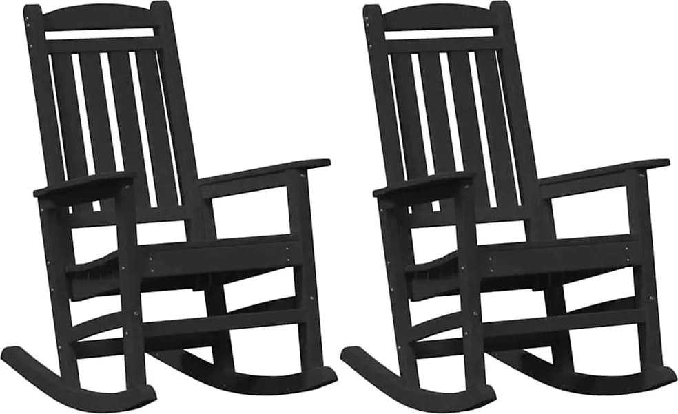 vidaXL Hintaszék 2 pcs Fekete 92 x 70 x 108 cm Polietilén