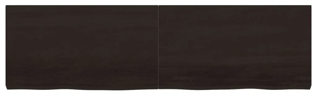 sötétbarna kezelt tömör tölgyfa fali polc 180 x 50 x (2-6) cm