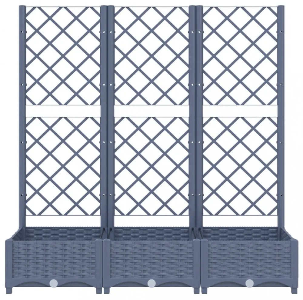 kékszürke PP rácsos kerti ültetőláda 120 x 40 x 121,5 cm