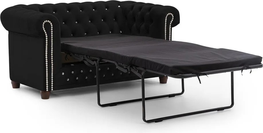 Fekete bársony kinyitható kanapé 148 cm York Blik – Ropez