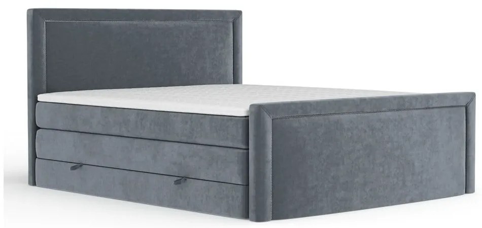 Sötétszürke ágyneműtartós boxspring ágy 200x200 cm Lavenda – Maison de Rêve