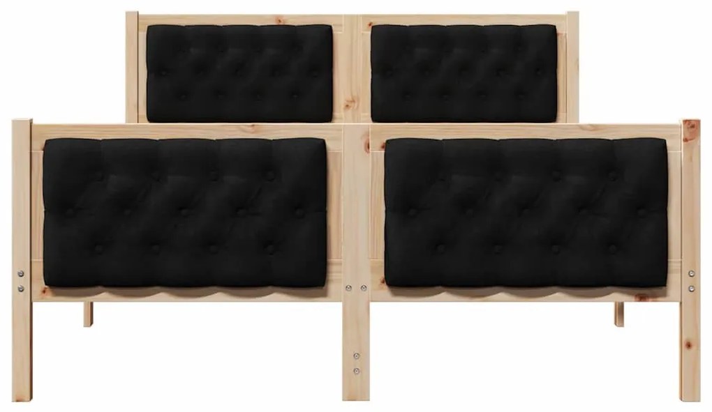 Ágykeret fejtámlával Fekete 140 x 200 cm Tömör fenyőfa