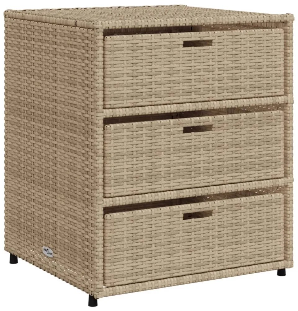 bézs polyrattan kerti tárolószekrény 55 x 59 x 69 cm