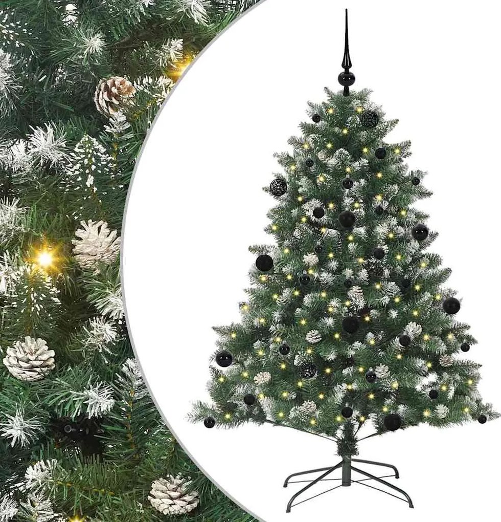vidaXL Mű karácsonyfa 150 LED-del Zöld 150 cm PVC és Műanyag és Acél