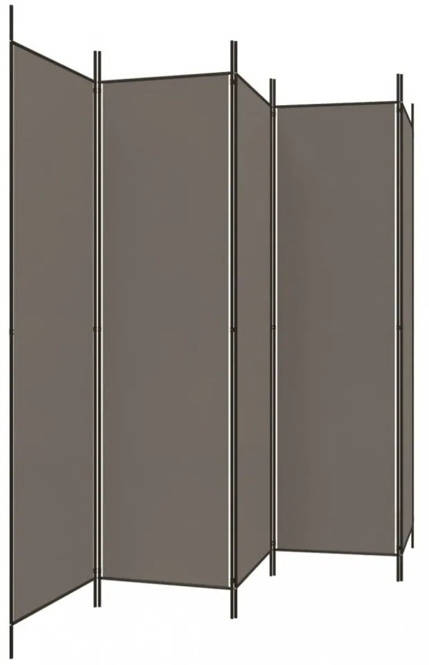 5 paneles antracitszürke szövet térelválasztó 250x200 cm