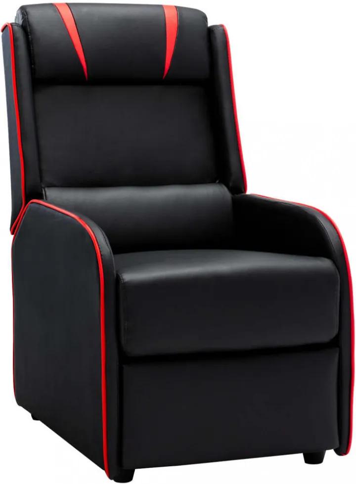 Fekete és piros műbőr dönthető fotel