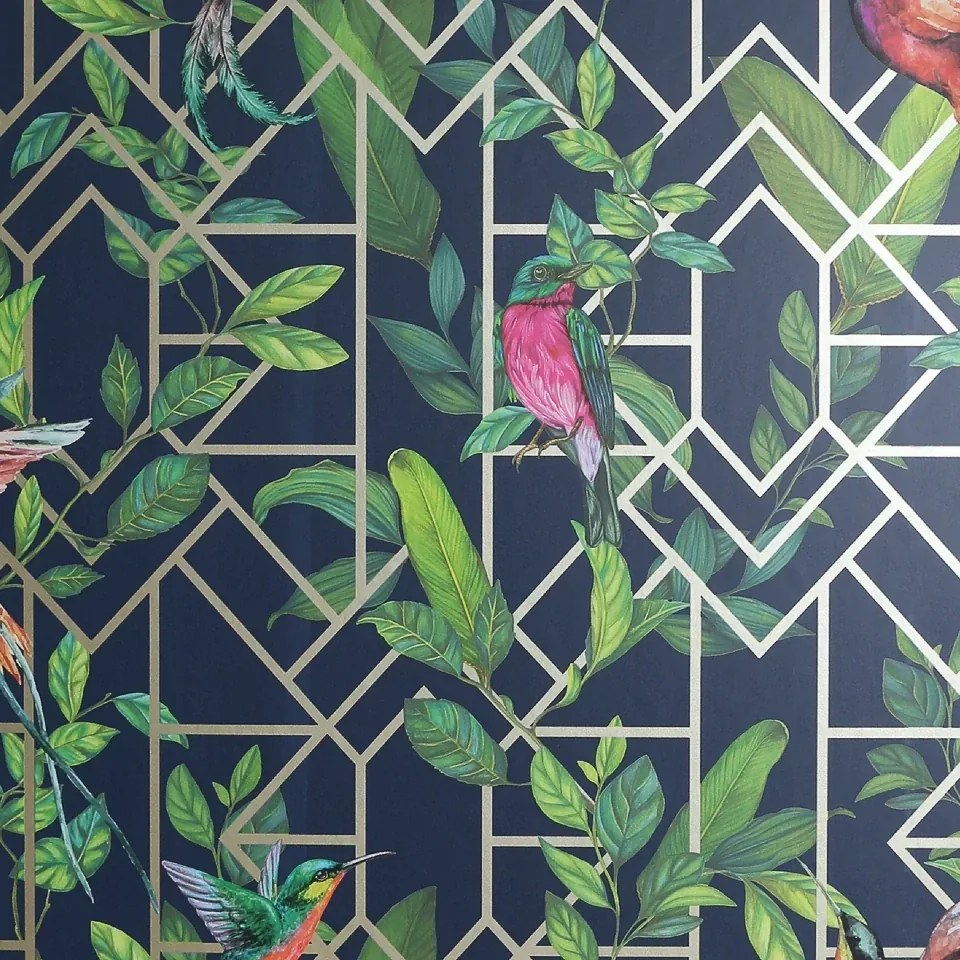 Arthouse Signature 1 Deco Tropical sötétkék fa mintás papír tapéta – 908003