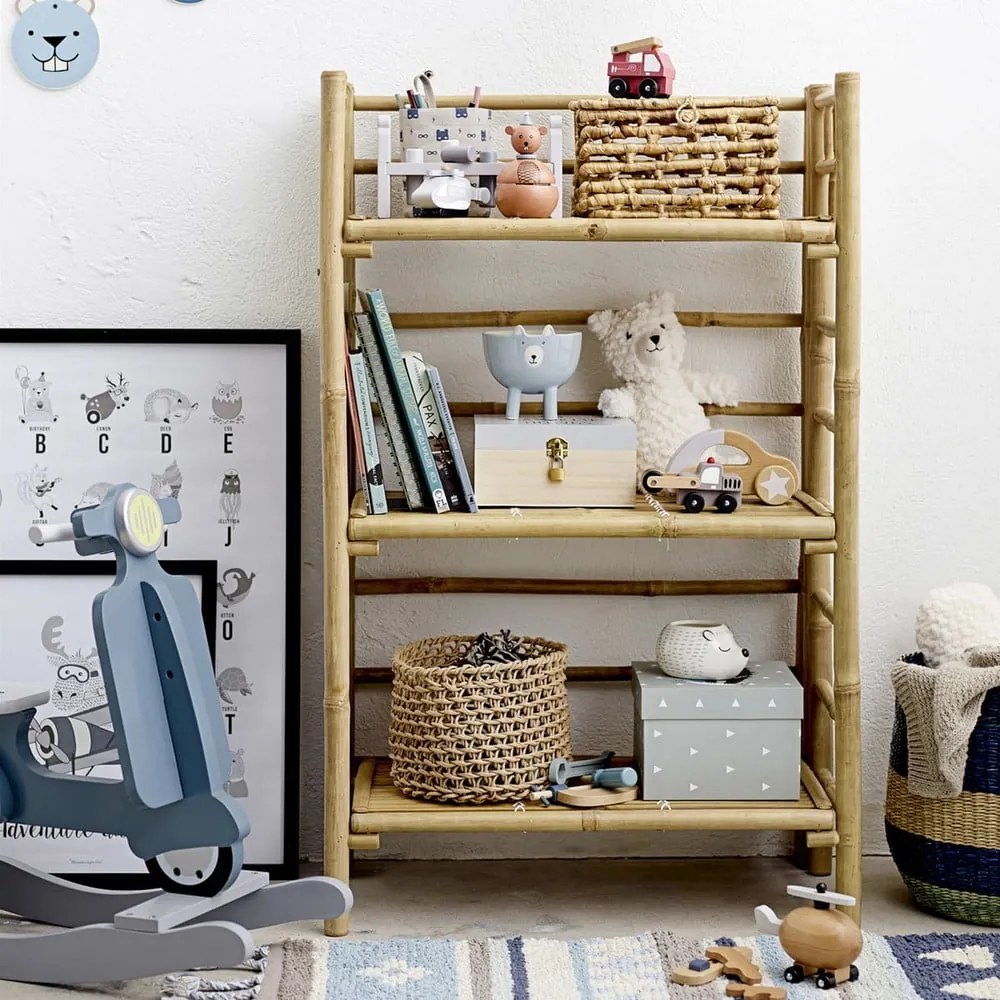 Natúr színű bambusz gyerek könyvespolc 66x105 cm Zep – Bloomingville Mini