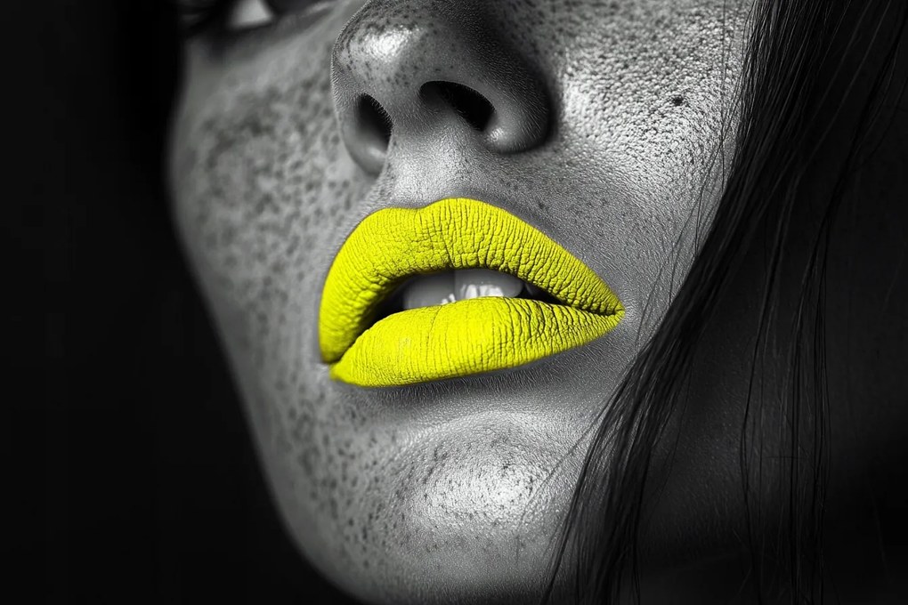 Vászonkép Canvas Portré Nő Arc Makró Fotó Neon Sárga 120x80