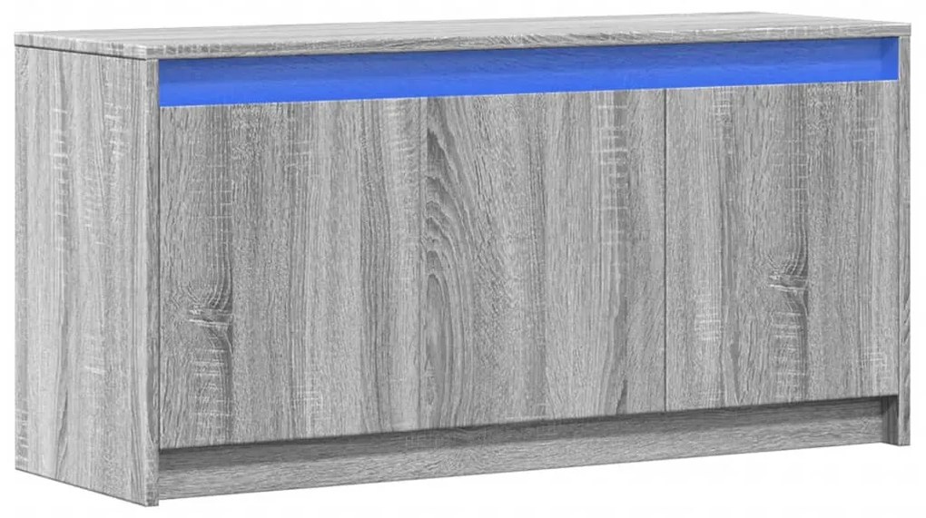 szürke sonoma színű szerelt fa LED-es TV-szekrény 100x34x50 cm