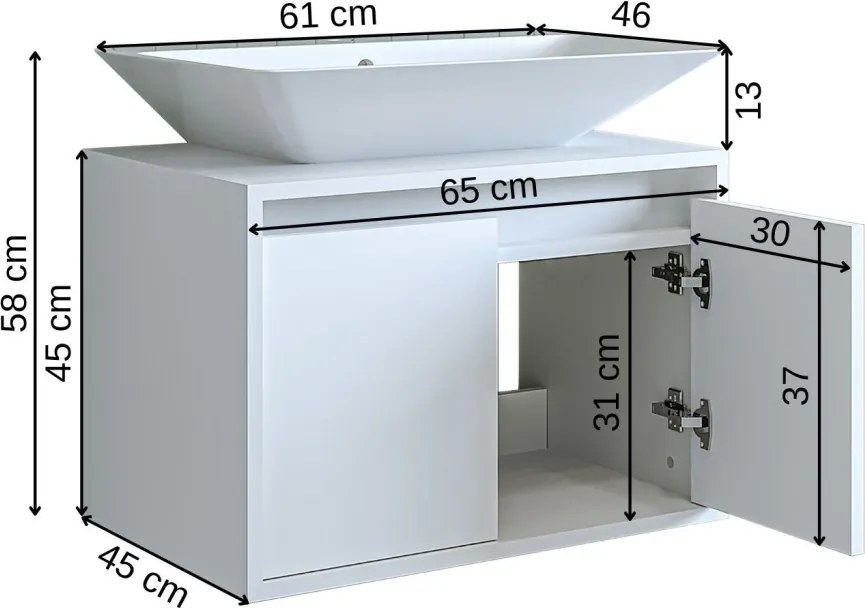 Mosdószekrény, 65 cm – TR283VLN1472