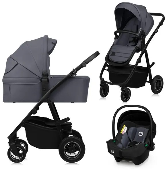 Lionelo - 3 az 1-ben kombinált babakocsi AMBER PLUS Szürke Grafit