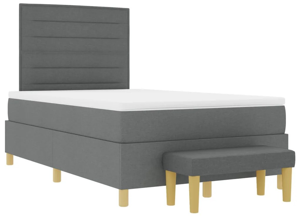 Box Spring Ágy matraccal és paddal Sötétszürke 120x190 cm Szövet