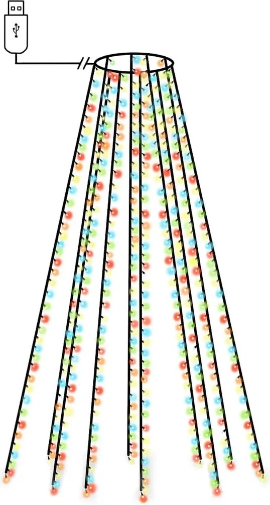 vidaXL karácsonyfa-fényfüzér 400 színes LED-del 400 cm