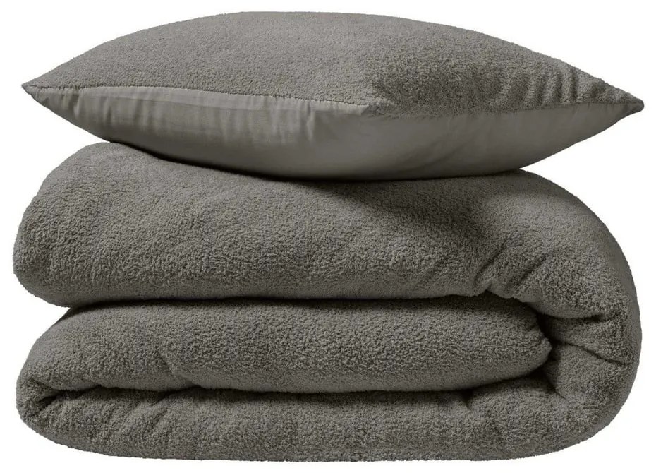 Antracitszürke kétszemélyes-hosszabbított mikroplüss ágyneműhuzat 240x220 cm Helena – douceur d'intérieur