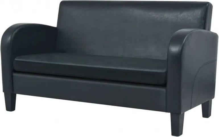 Kétszemélyes fekete műbőr kanapé