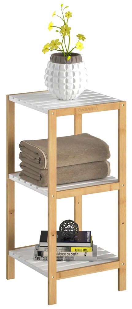 Casaria® Bambusz polc 80x33x34cm - fehér